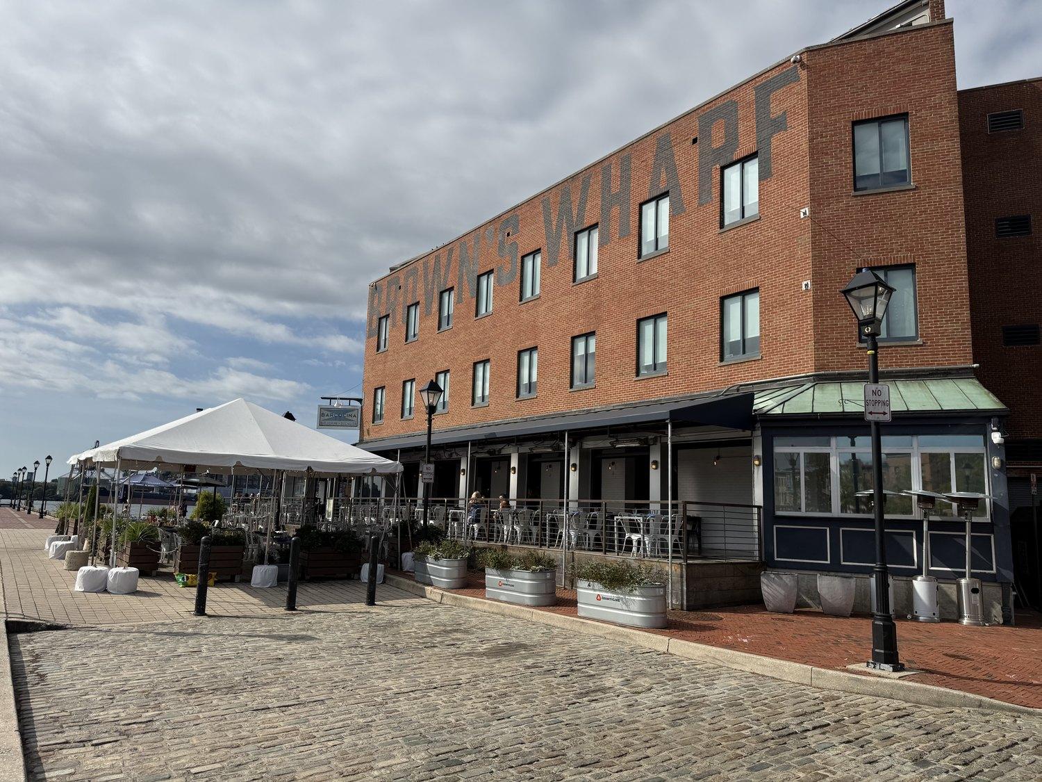 Barcocina's waterfront tent and patio at Brown's Wharf on Thames Street