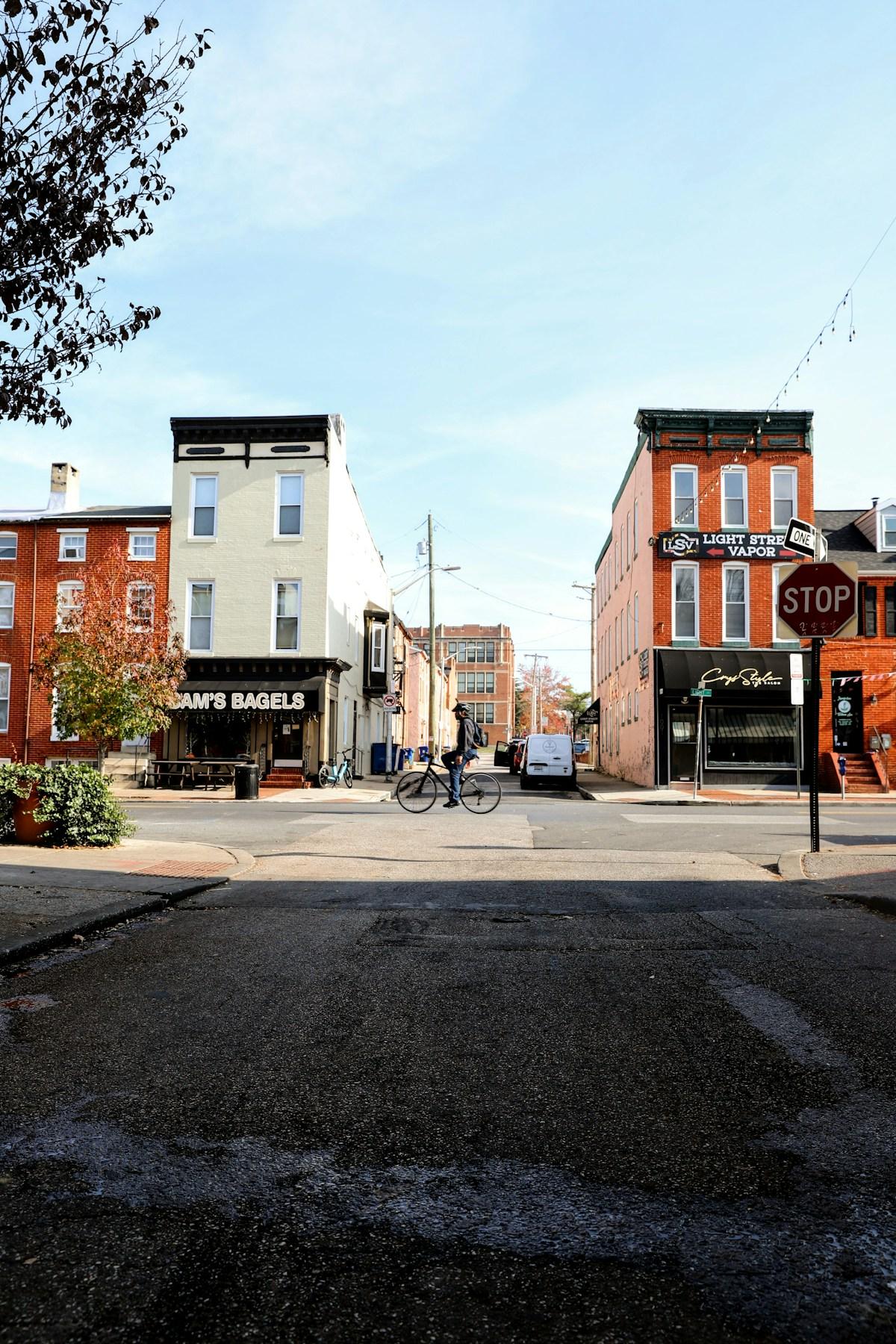 Corner storefronts on Light Street in Federal Hill