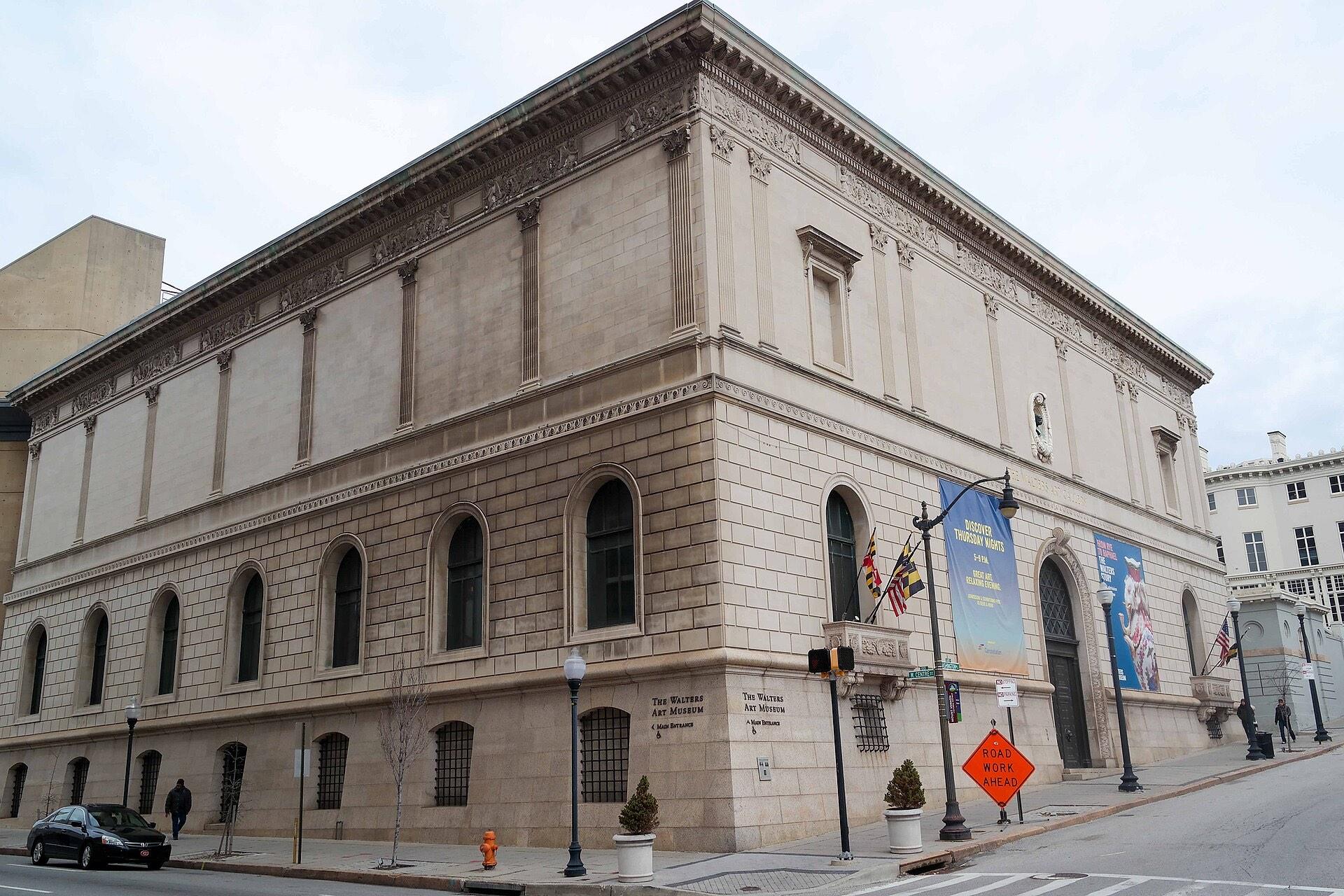 The Walters Art Museum's palazzo facade at Charles and Centre