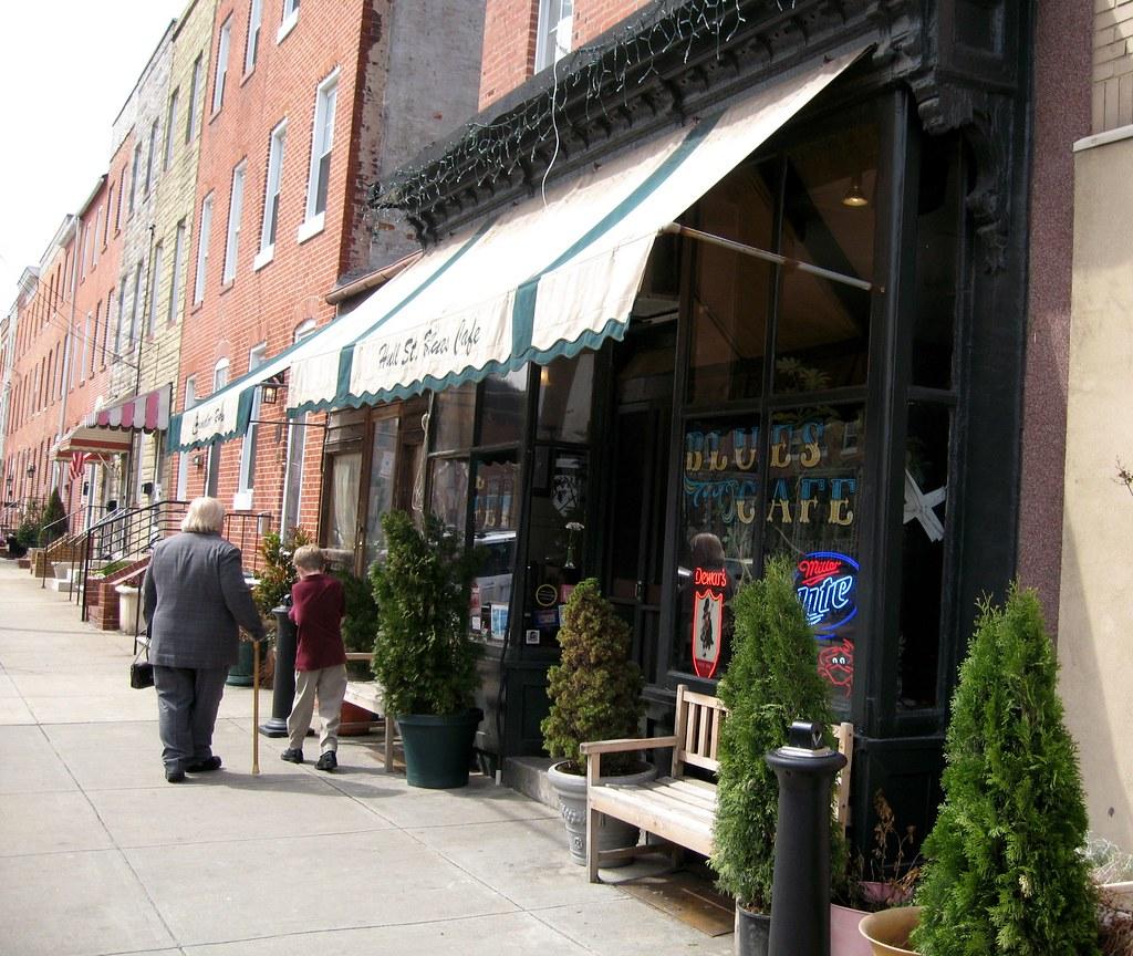 Hull Street Blues Cafe's awning and gold-leaf window lettering